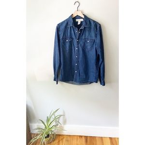 H&M Denim Button Down Shirt Sz M